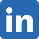 Simple LinkedIn logo: white text "in" on a blue background