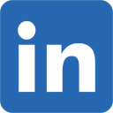 Simple LinkedIn logo: white text "in" on a blue background